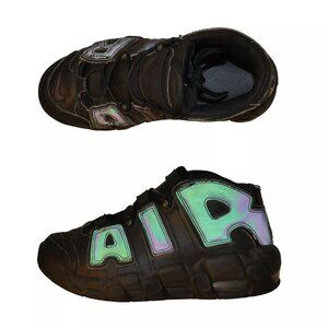 Nike Air More Up-tempo 3M Reflective Black Basketball Shoes Boys Size 5Y
